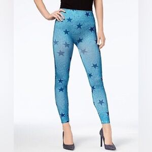 First Looks Blue Star Print Seamless Leggings Women’s S/M Denim Look